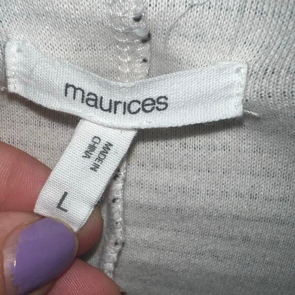 Maurice’s White Gray Striped Button Cotton Blend Blazer Size Large - Picture 3 of 7